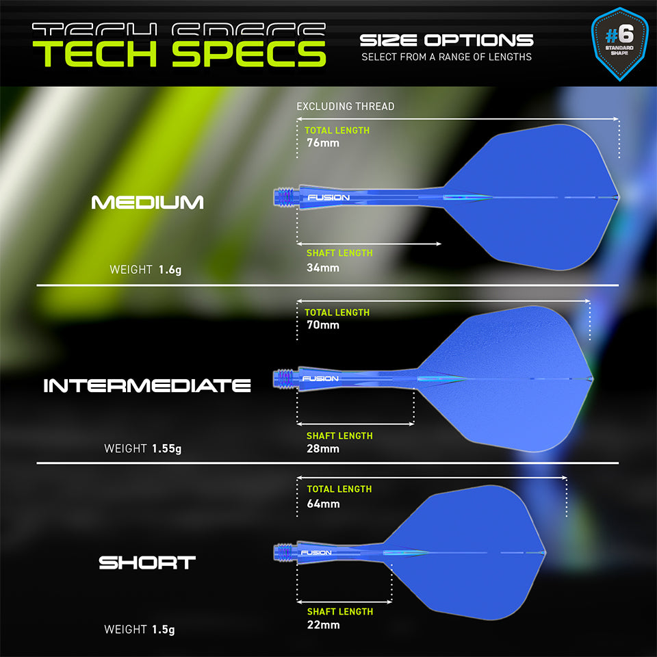 Winmau Fusion Integrated Flight & Shaft System - No6 Intermediate Blue