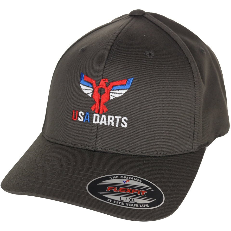 USA Darts Flexfit 6277 Wooly Combed Hat - Charcoal Gray L/XL