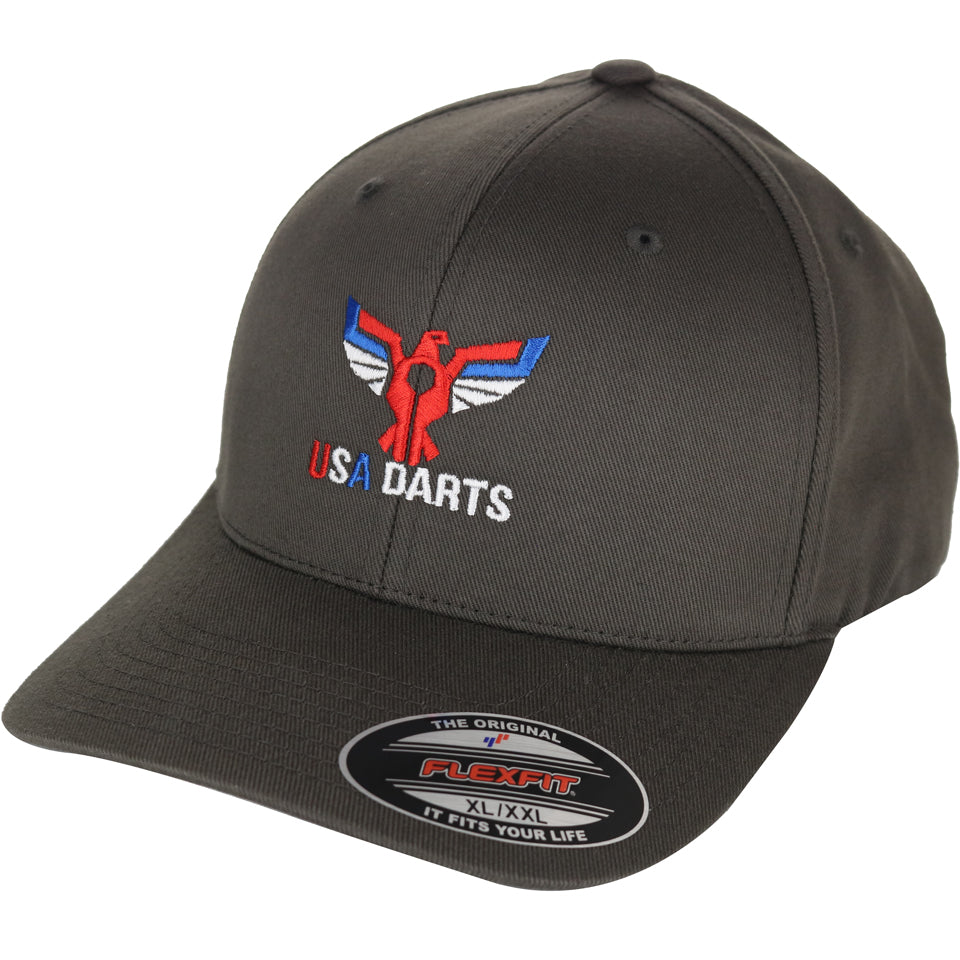 Combed Charcoal Wooly - USA Hat Darts XL/XXL 6277 Flexfit Gray
