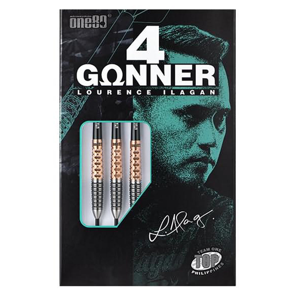One80 Lourence Ilagan Gunner 4 Steel Tip Darts - 24gm Rose Gold