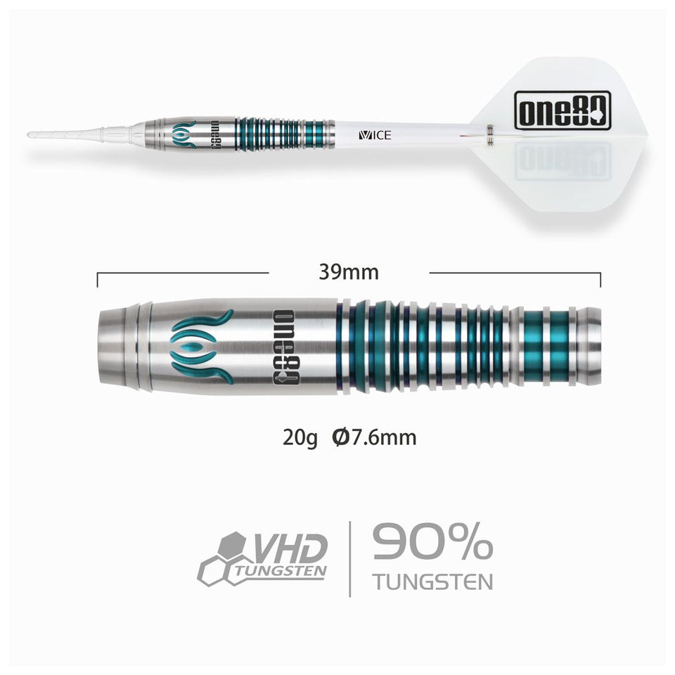 One80 Mari Komori Moon Jelly ll Soft Tip Darts - 20gm Emerald