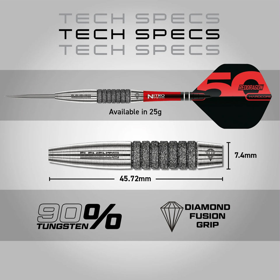 Red Dragon Element6 C Steel Tip Darts - 25gm
