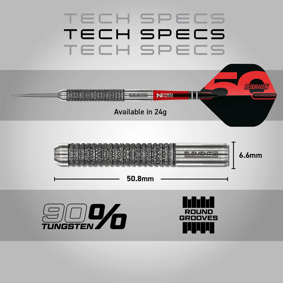 Red Dragon Element6 B Steel Tip Darts - 24gm