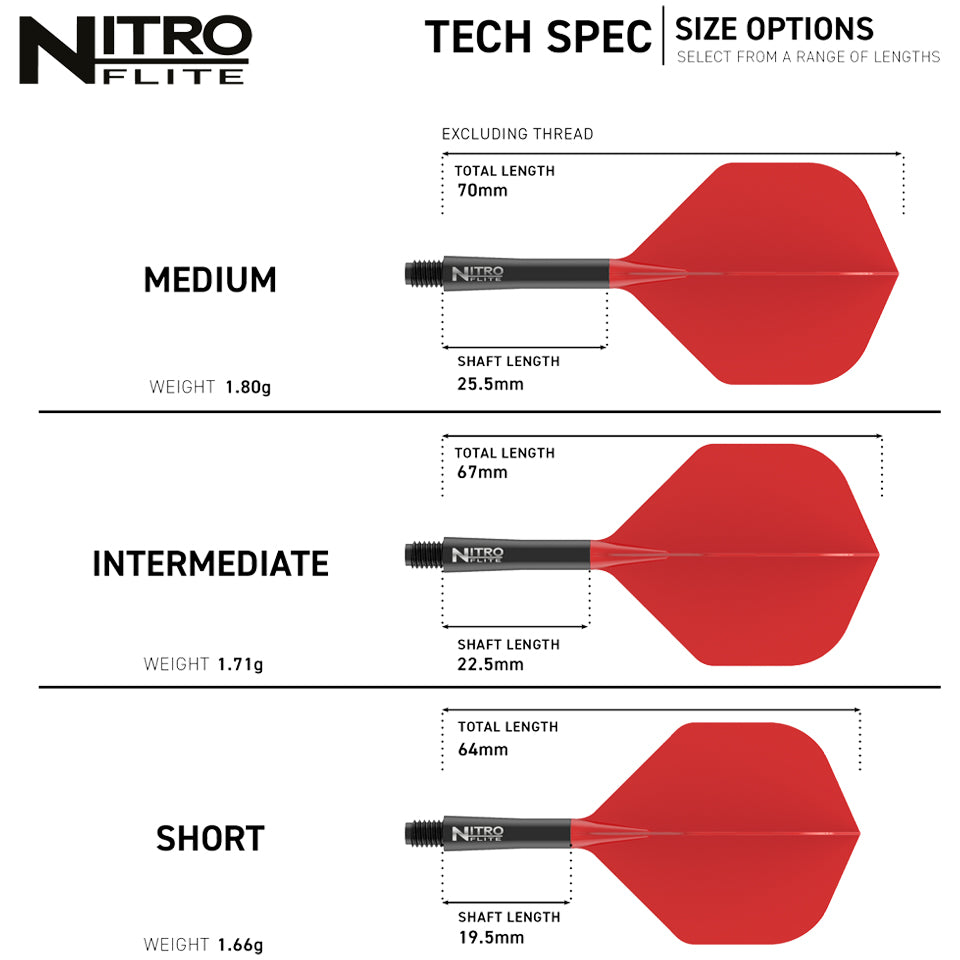 Red Dragon Nitro Flite Integrated Flight and Shaft System - No2 Short Black & Red