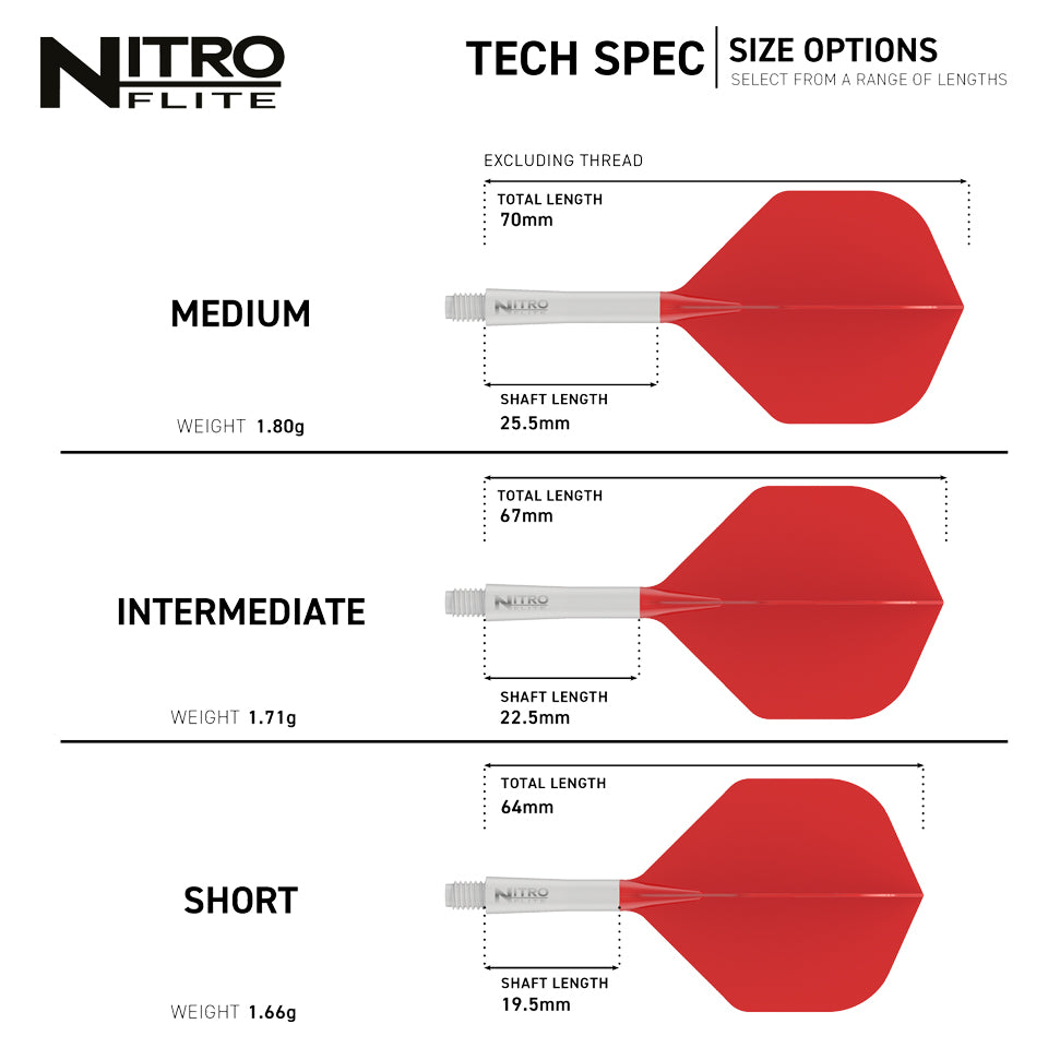 Red Dragon Nitro Flite Integrated Flight and Shaft System - No2 Short White & Red