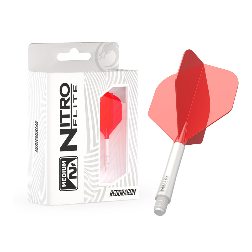 Red Dragon Nitro Flite Integrated Flight and Shaft System - No2 Medium White & Red