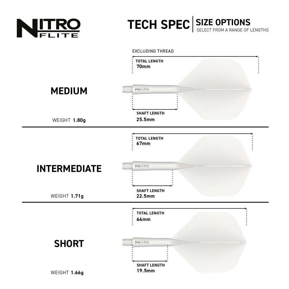 Red Dragon Nitro Flite Integrated Flight & Shaft System - No2 Short White