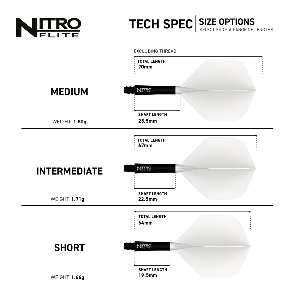Red Dragon Nitro Flite Integrated Flight & Shaft System - No2 Short Black & White