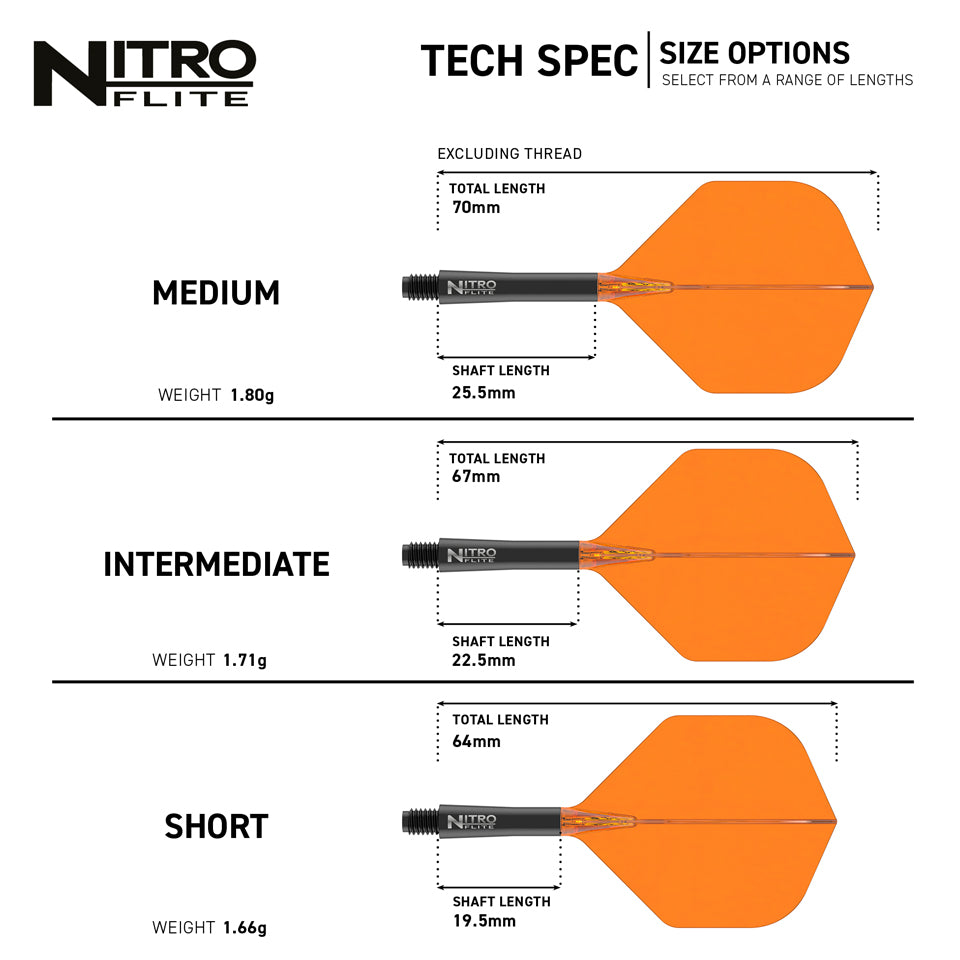 Red Dragon Nitro Flite Integrated Flight & Shaft System - No2 Short Black & Orange