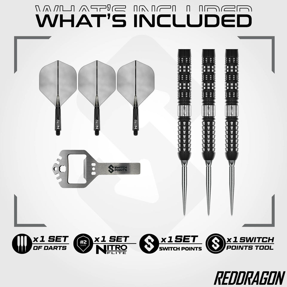 Red Dragon Recon Parallel Switch Point Steel Tip Darts - 22gm