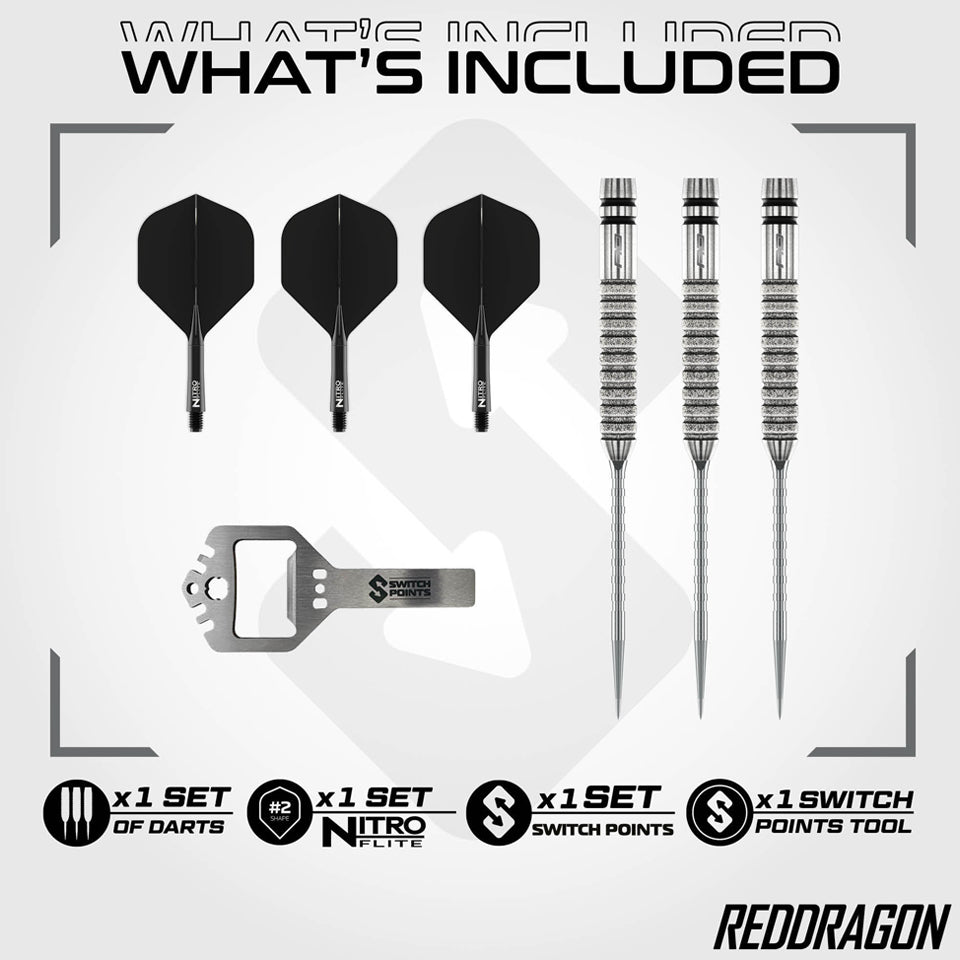 Red Dragon Gian Van Veen Tour Edition Switch Point Steel Tip Darts - 21gm