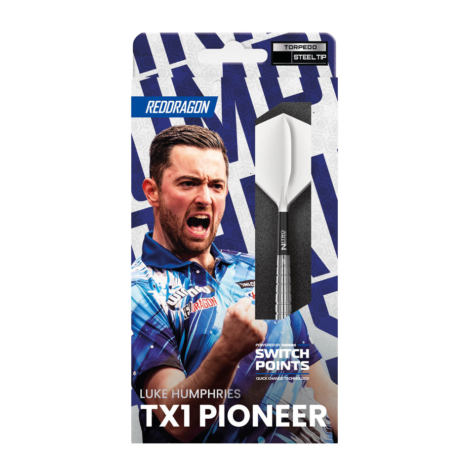Red Dragon Luke Humphries TX1 Pioneer Switch Point Steel Tip Darts - 22gm