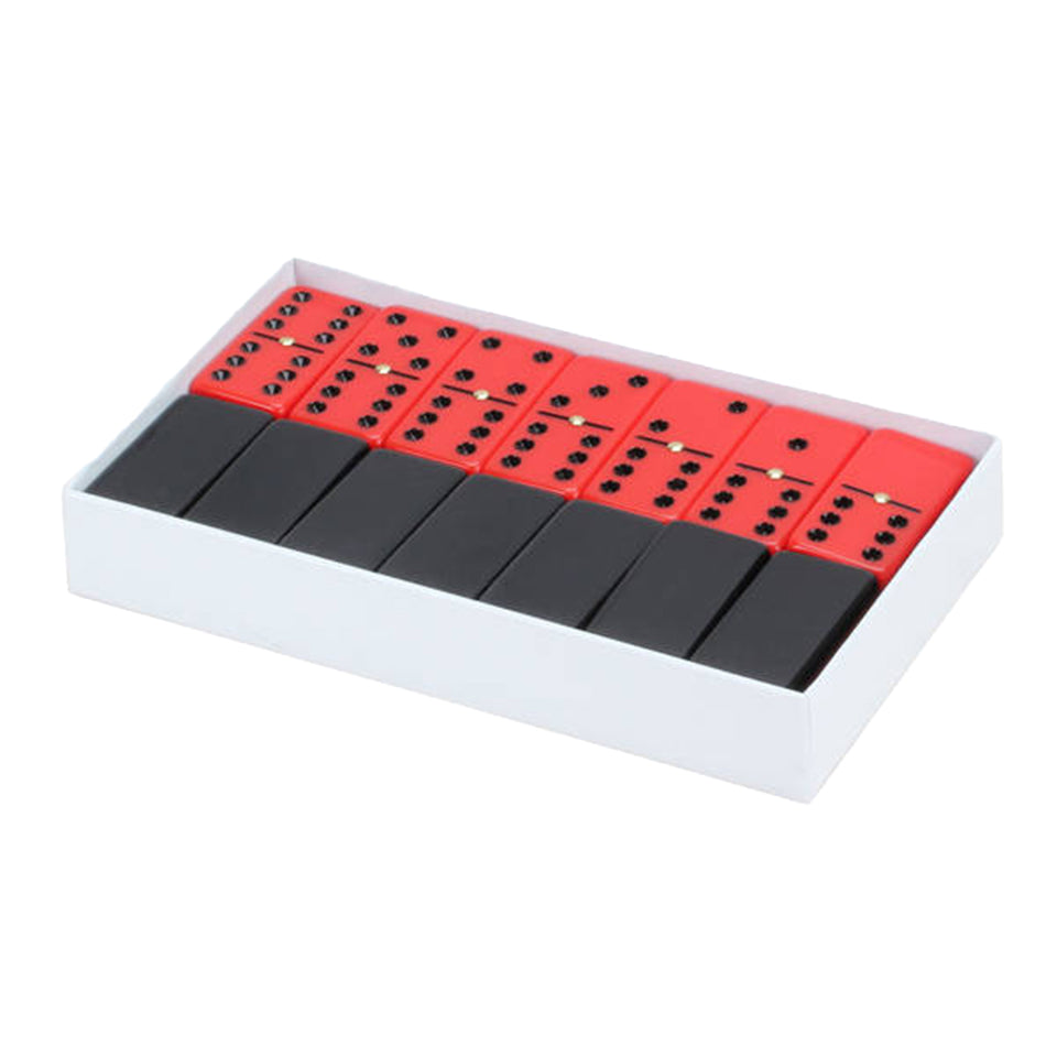 Deluxe Double 6 Jumbo Dominoes With Spinners - Black and Red