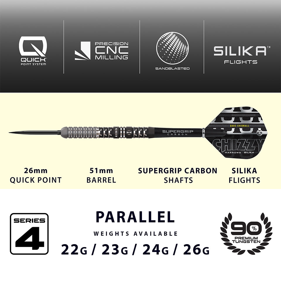 Harrows Dave Chisnall Chizzy Series 4 Quick Point Steel Tip Darts - 22gm
