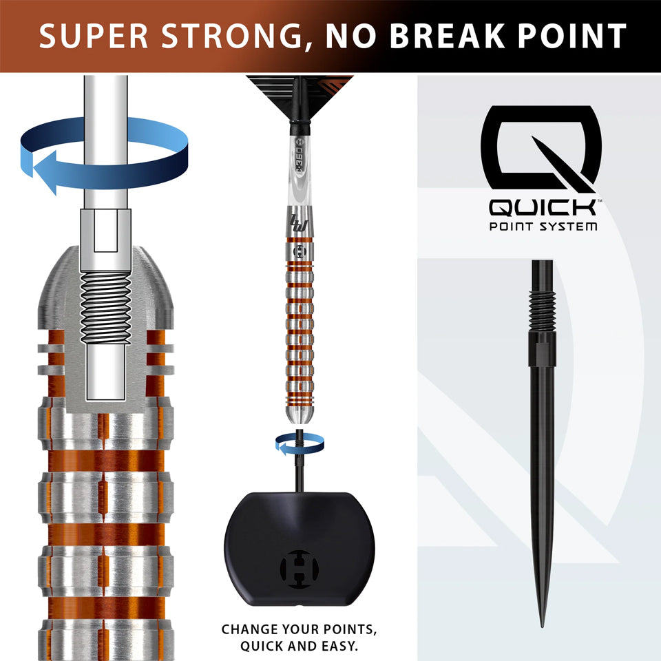 Harrows Luke Woodhouse Series 2 Quick Point Steel Tip Darts - 23gm