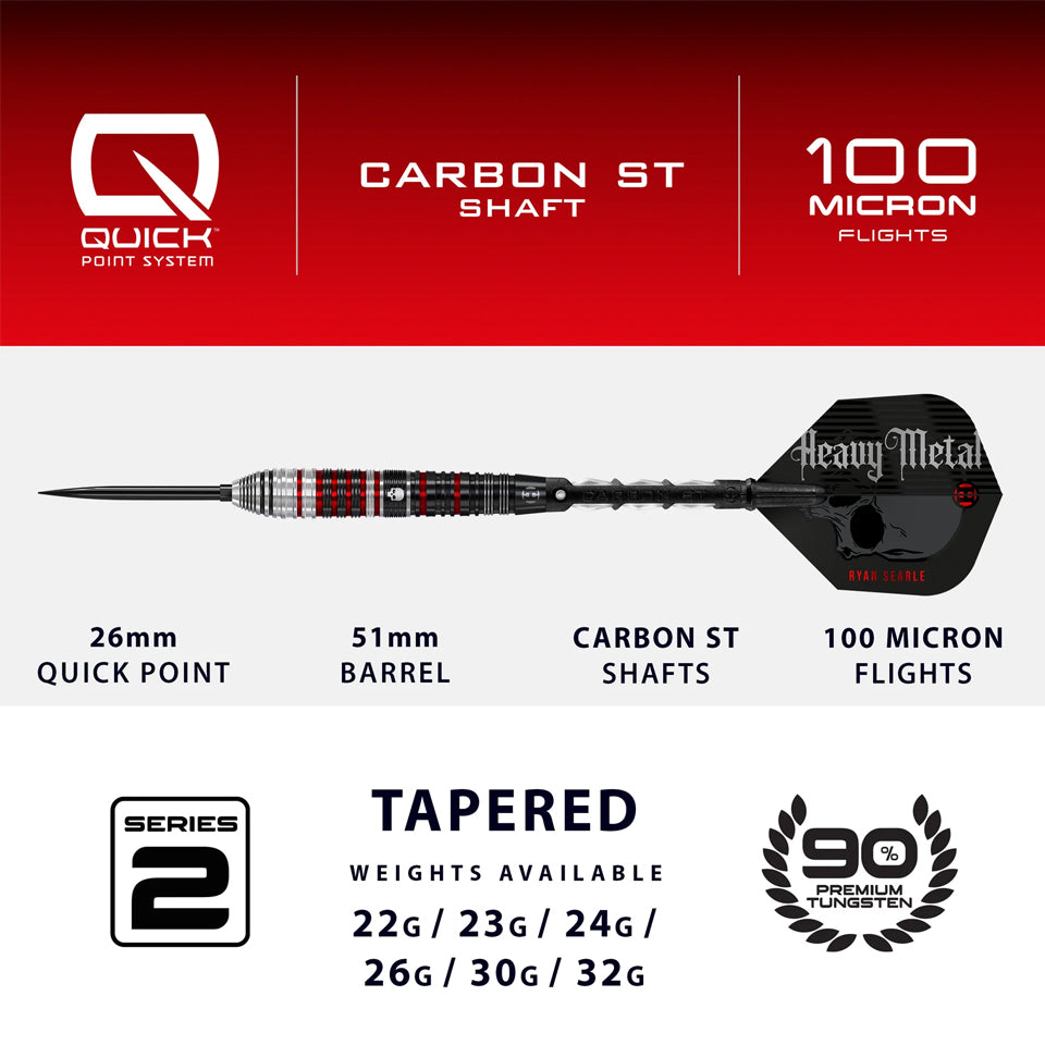 Harrows Ryan Searle Series 2 Quick Point Steel Tip Darts - 26gm