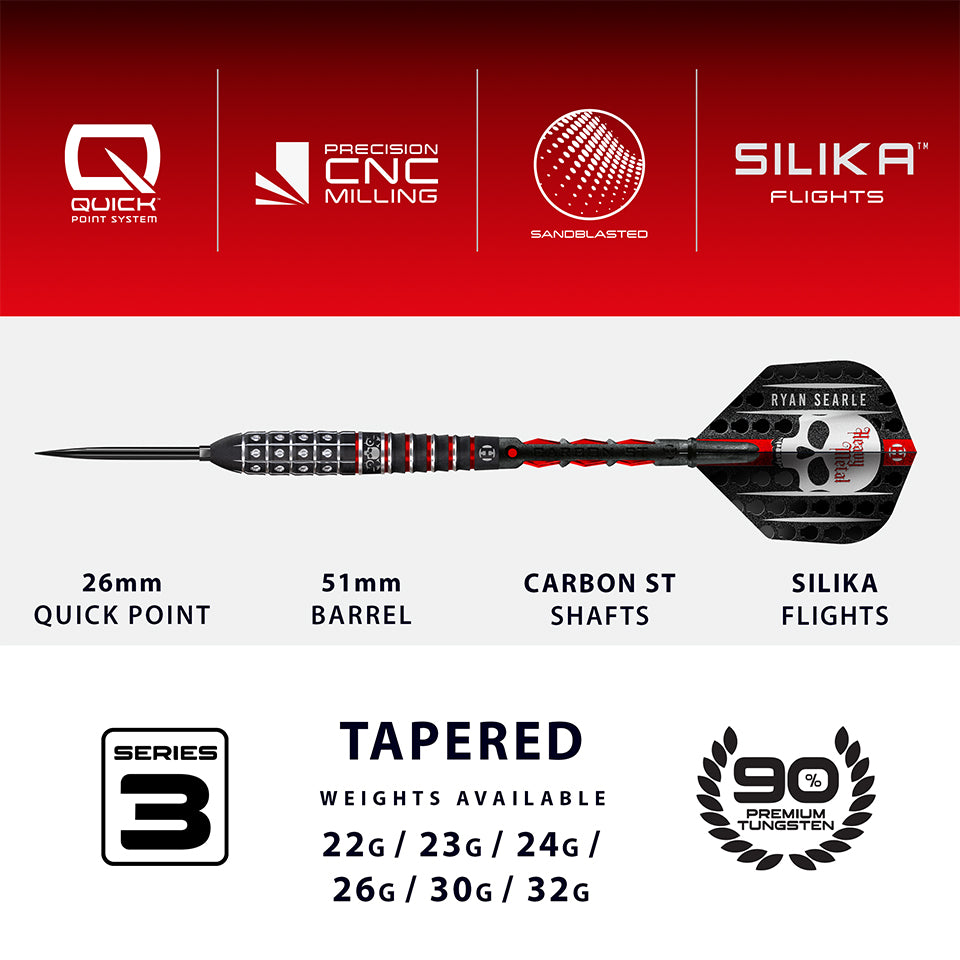 Harrows Ryan Searle Series 3 Quick Point Steel Tip Darts - 26gm