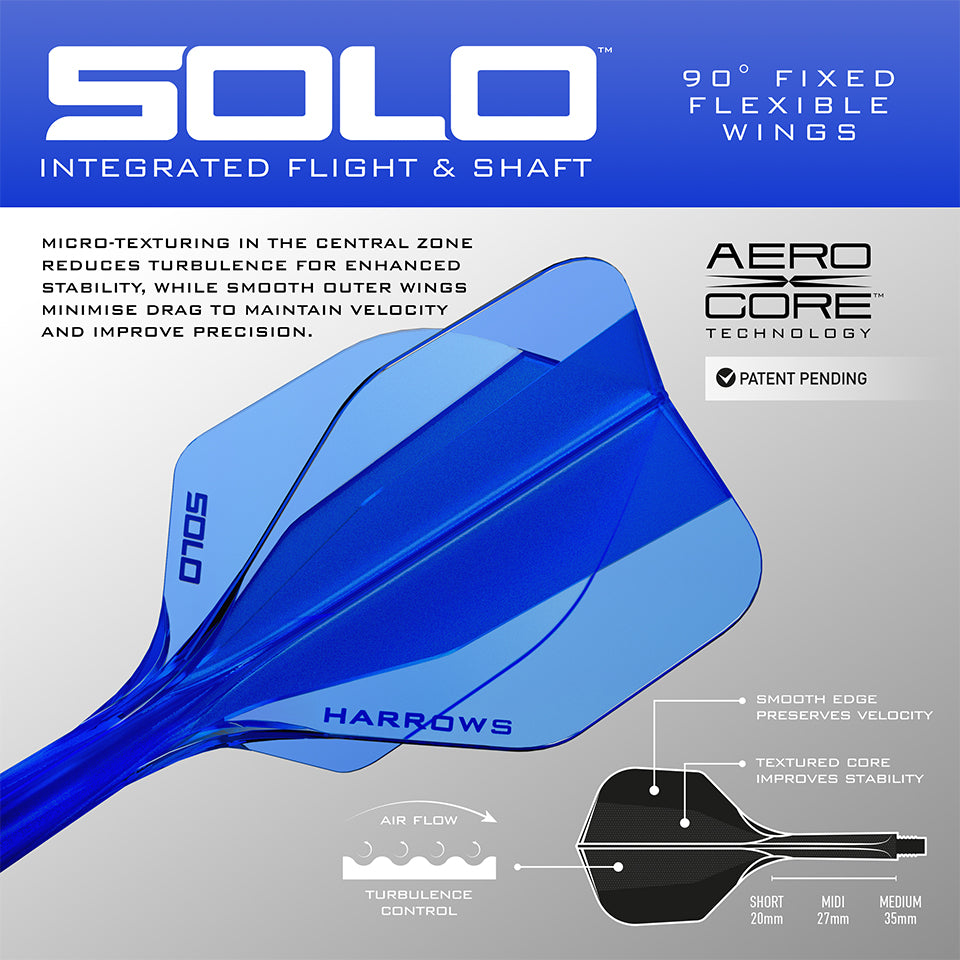Harrows Solo Integrated Flight & Shaft System - No6 Midi Blue