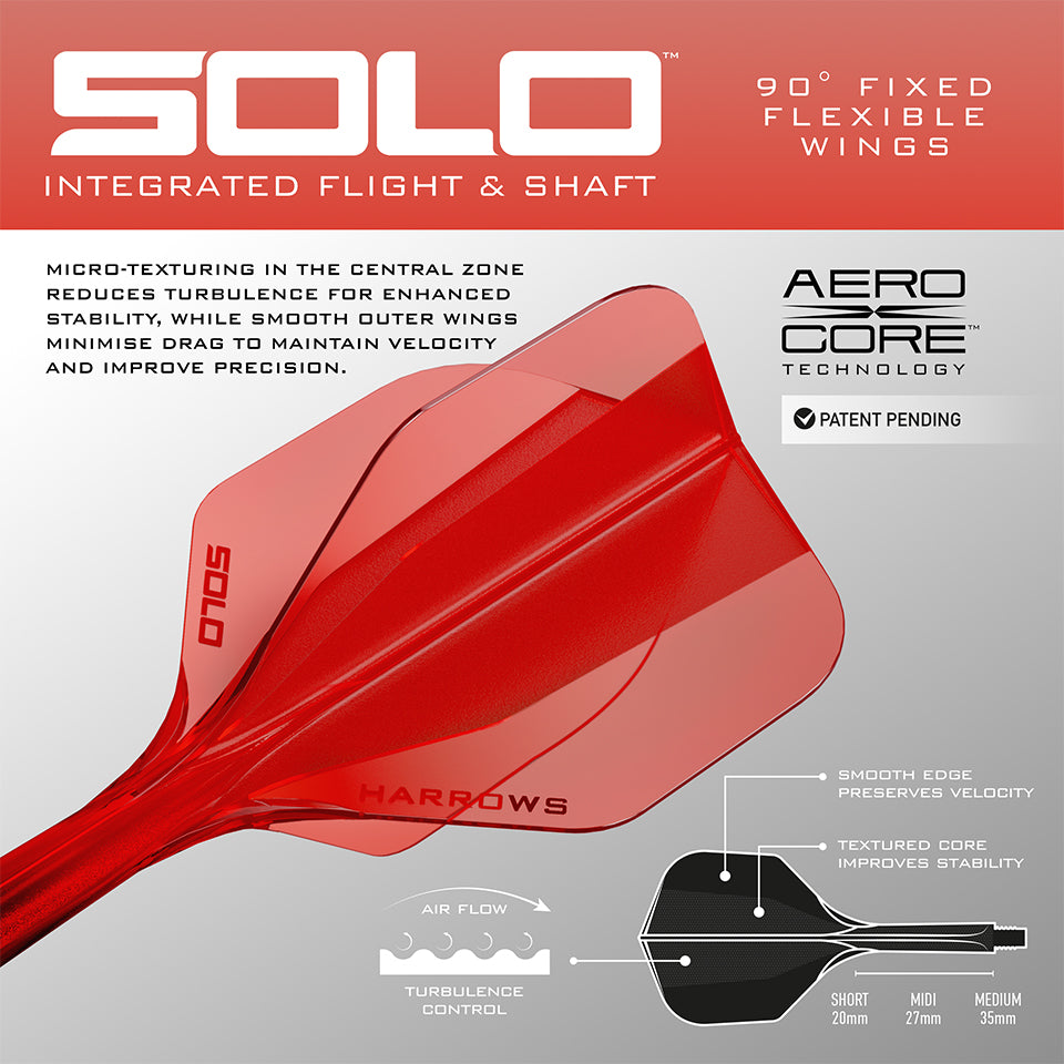 Harrows Solo Integrated Flight & Shaft System - No6 Medium Red