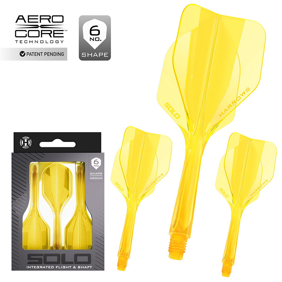 Harrows Solo Integrated Flight & Shaft System - No6 Midi Yellow