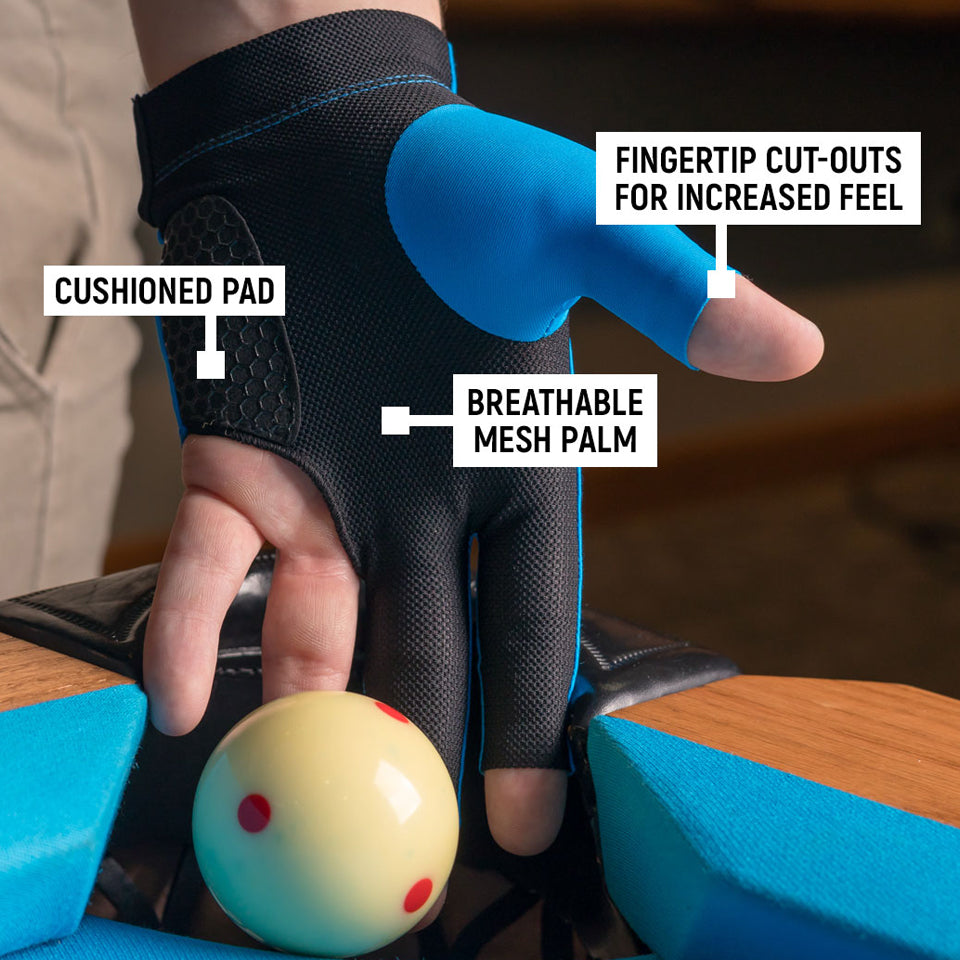 McDermott Blue Billiard Glove - Left Hand Medium