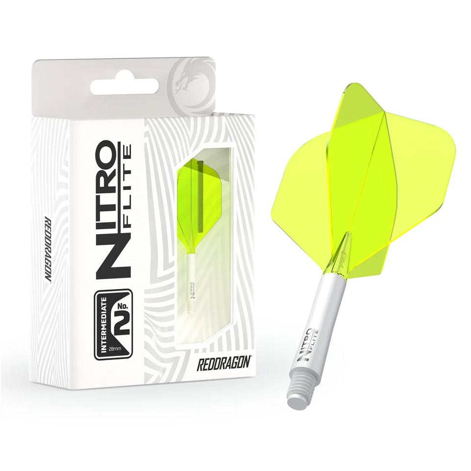 Red Dragon Nitro Flite Integrated Flight and Shaft System - No2 Intermediate White & Yellow