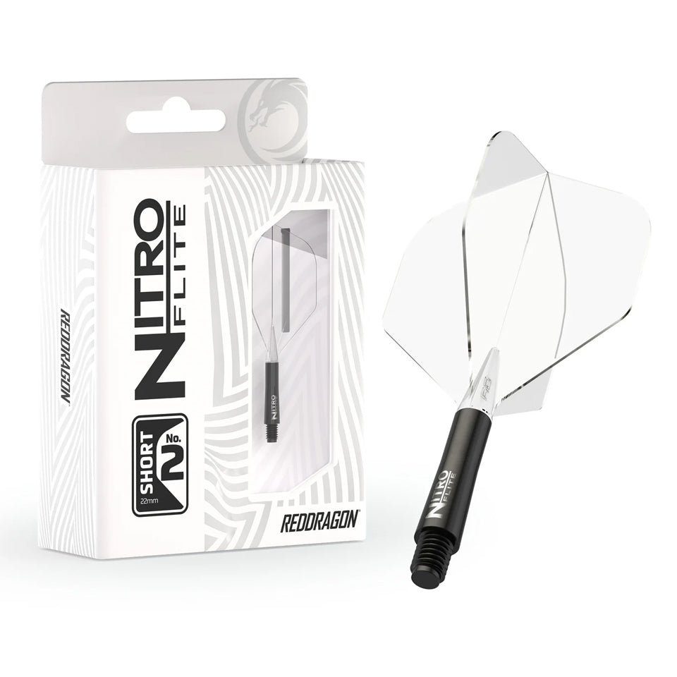 Red Dragon Nitro Flite Integrated Flight and Shaft System - No2 Short Black & Clear