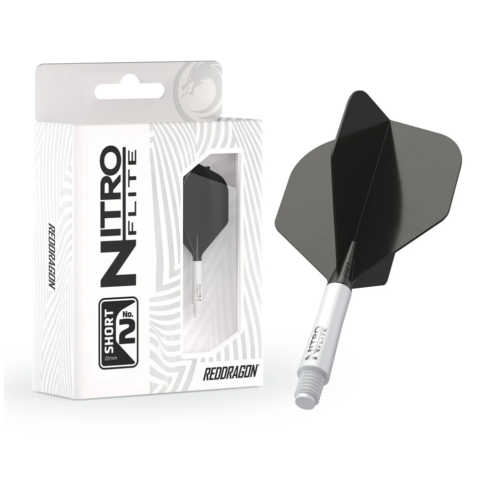 Red Dragon Nitro Flite Integrated Flight and Shaft System - No2 Short White & Black