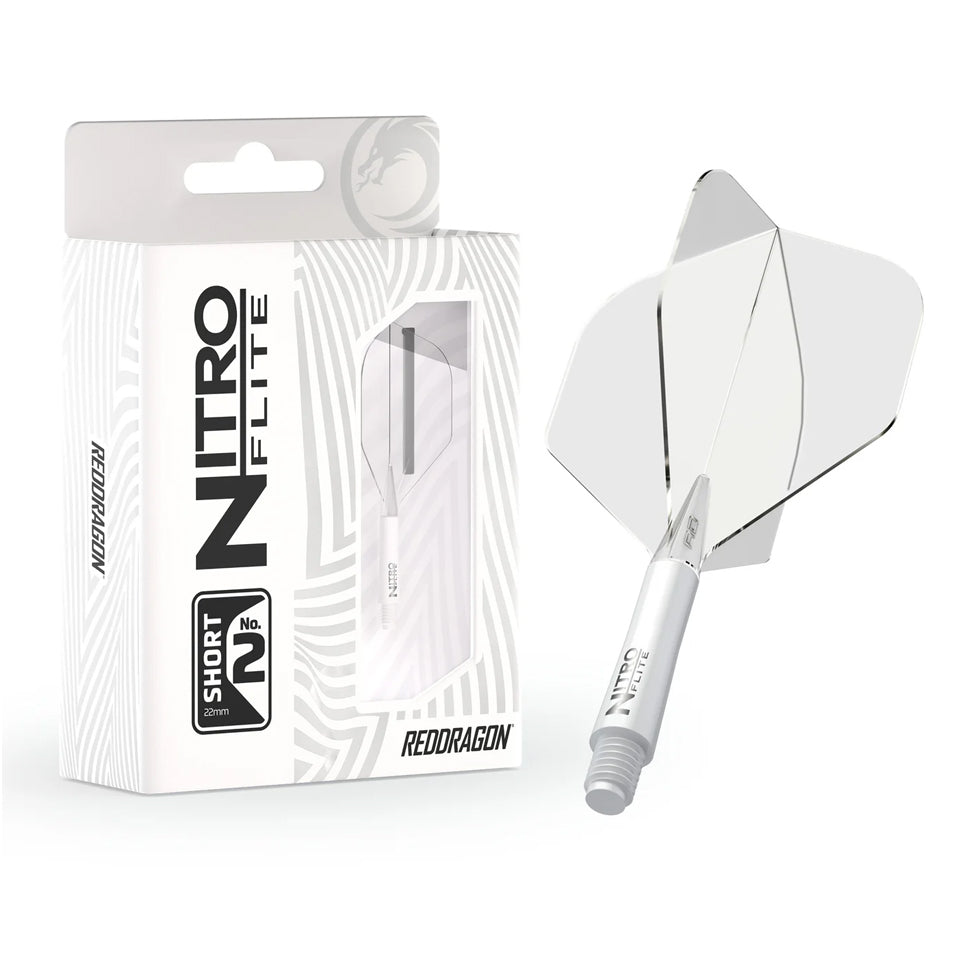 Red Dragon Nitro Flite Integrated Flight and Shaft System - No2 Short White & Clear
