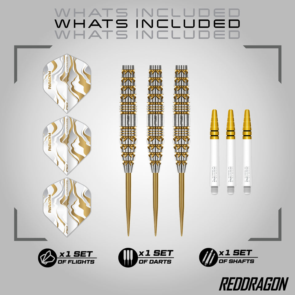 Red Dragon Paradym Gold Torpedo Steel Tip Darts - 23gm