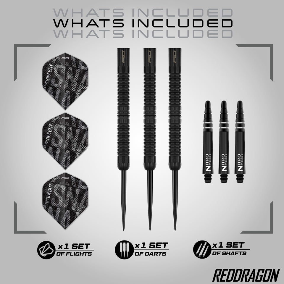 Red Dragon Peter Wright Black Mamba Steel Tip Darts - 22gm