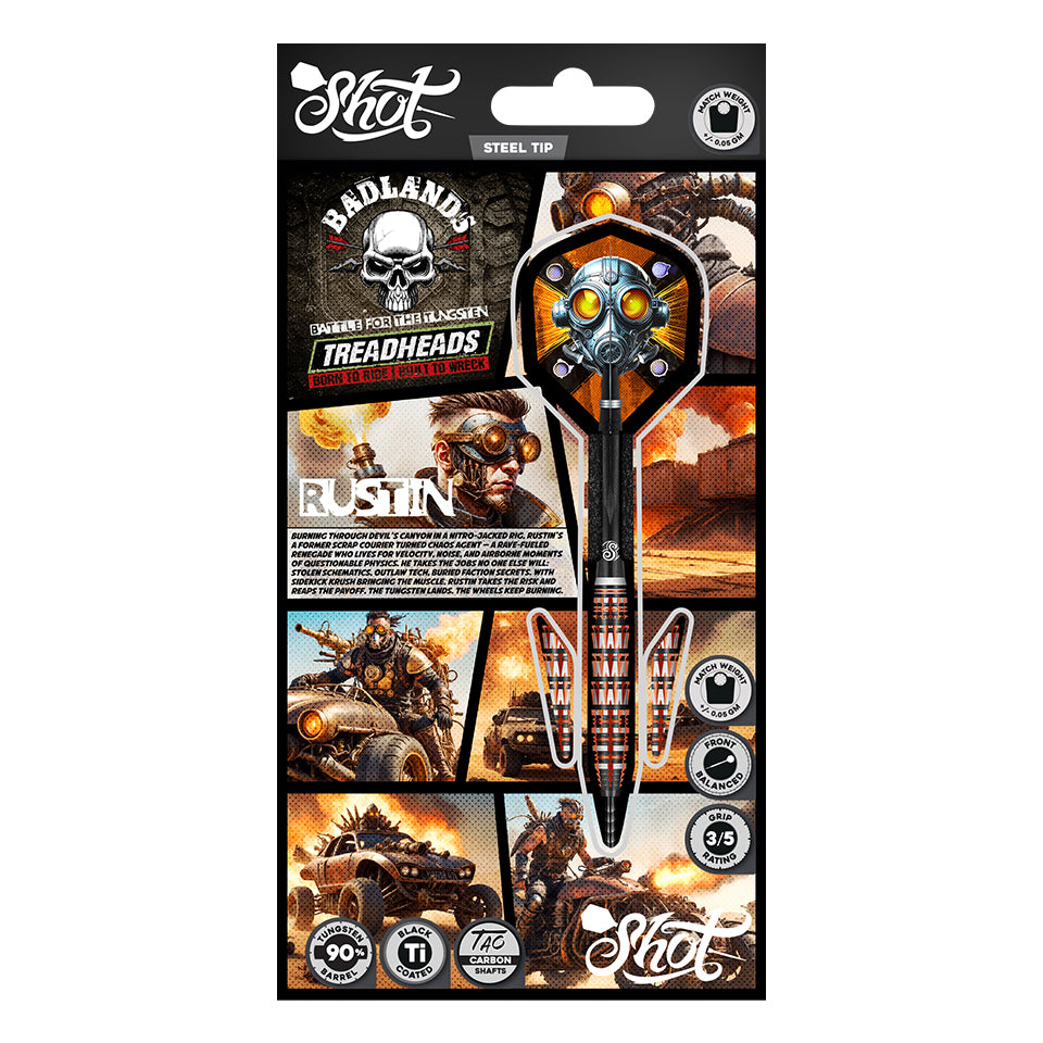 Shot Badlands Rustin Steel Tip Darts - 23gm