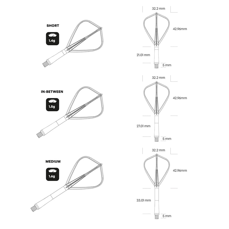 Shot Flight Deck Dart Flight & Shaft System - Kite Short White
