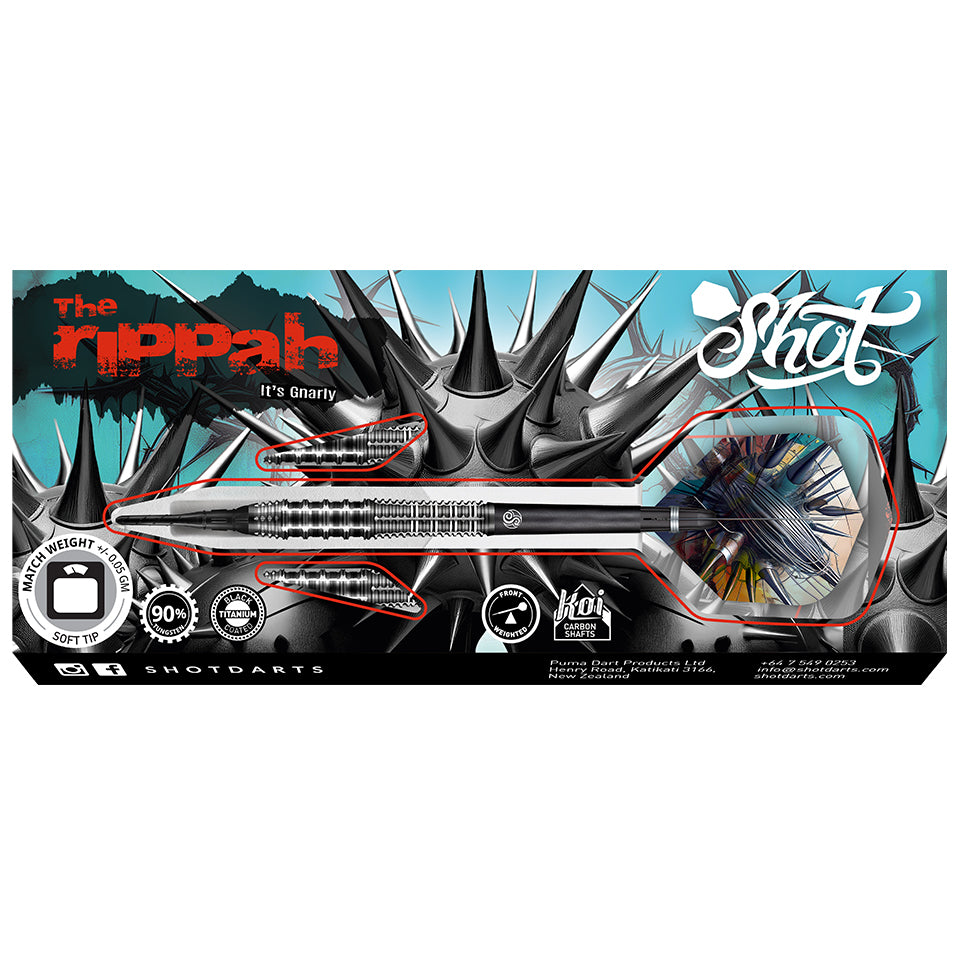 Shot Gnarly Rippah Soft Tip Darts - 20gm