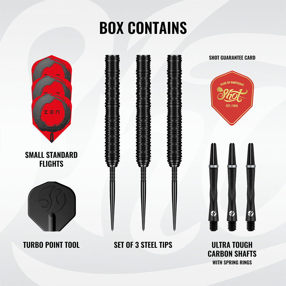 Shot Zen Straight Turbo Point Steel Tip Darts - 23gm