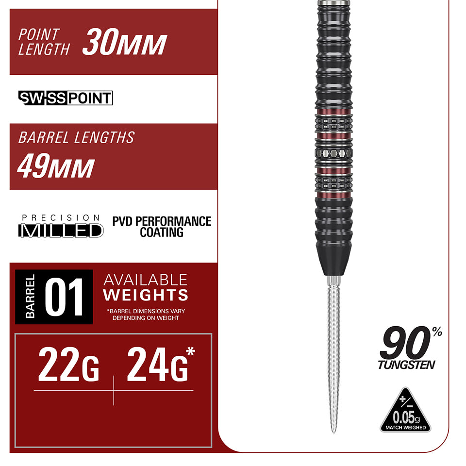 Target Prime Series Diamond G4 Swiss Point Steel Tip Darts - 22gm