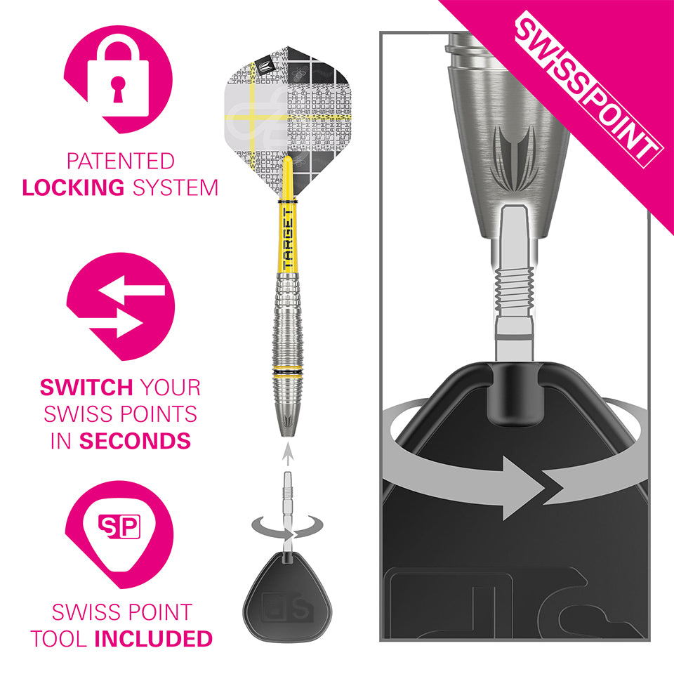 Target Scott Williams G2 Swiss Point Steel Tip Darts - 23gm