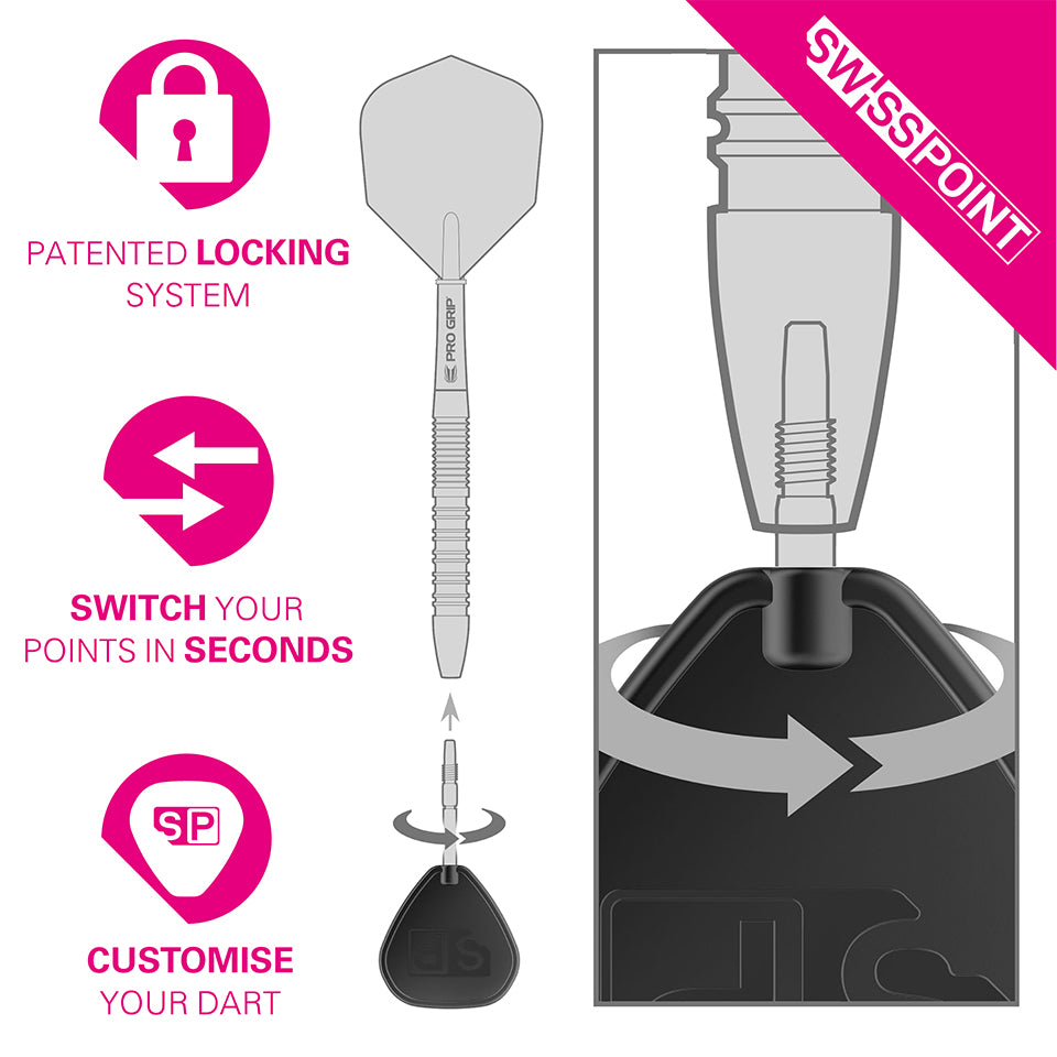 Target Swiss Storm Diamond Steel Points - Black 26mm