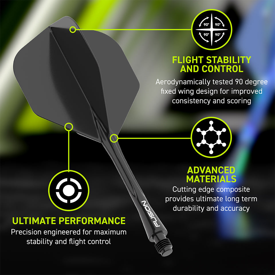 Winmau Fusion Integrated Flight & Shaft System - No6 Short Black