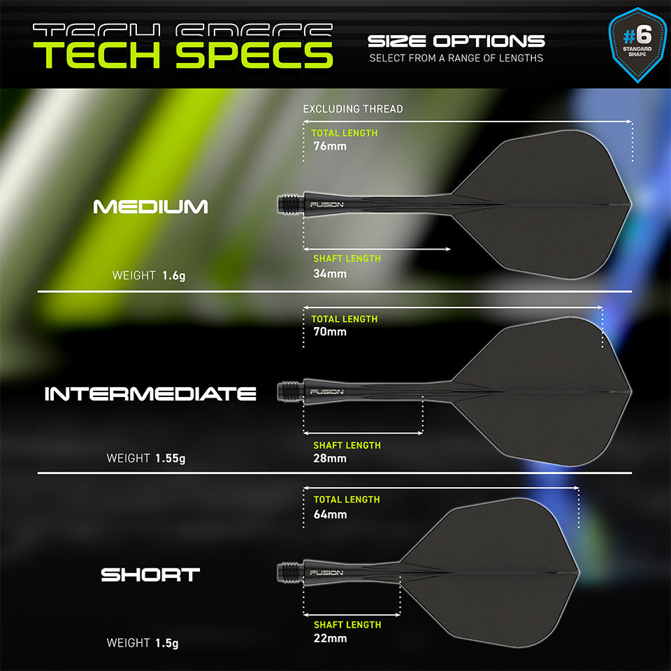 Winmau Fusion Integrated Flight & Shaft System - No6 Short Black
