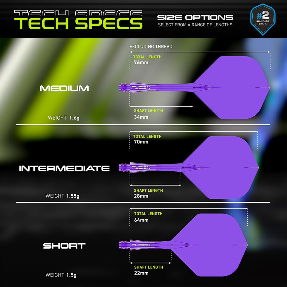 Winmau Fusion Integrated Flight & Shaft System - No2 Short Purple
