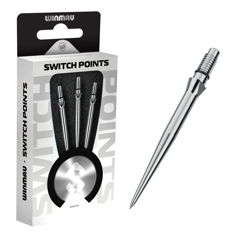 Winmau Smooth Switch Points - Silver Effect 26mm