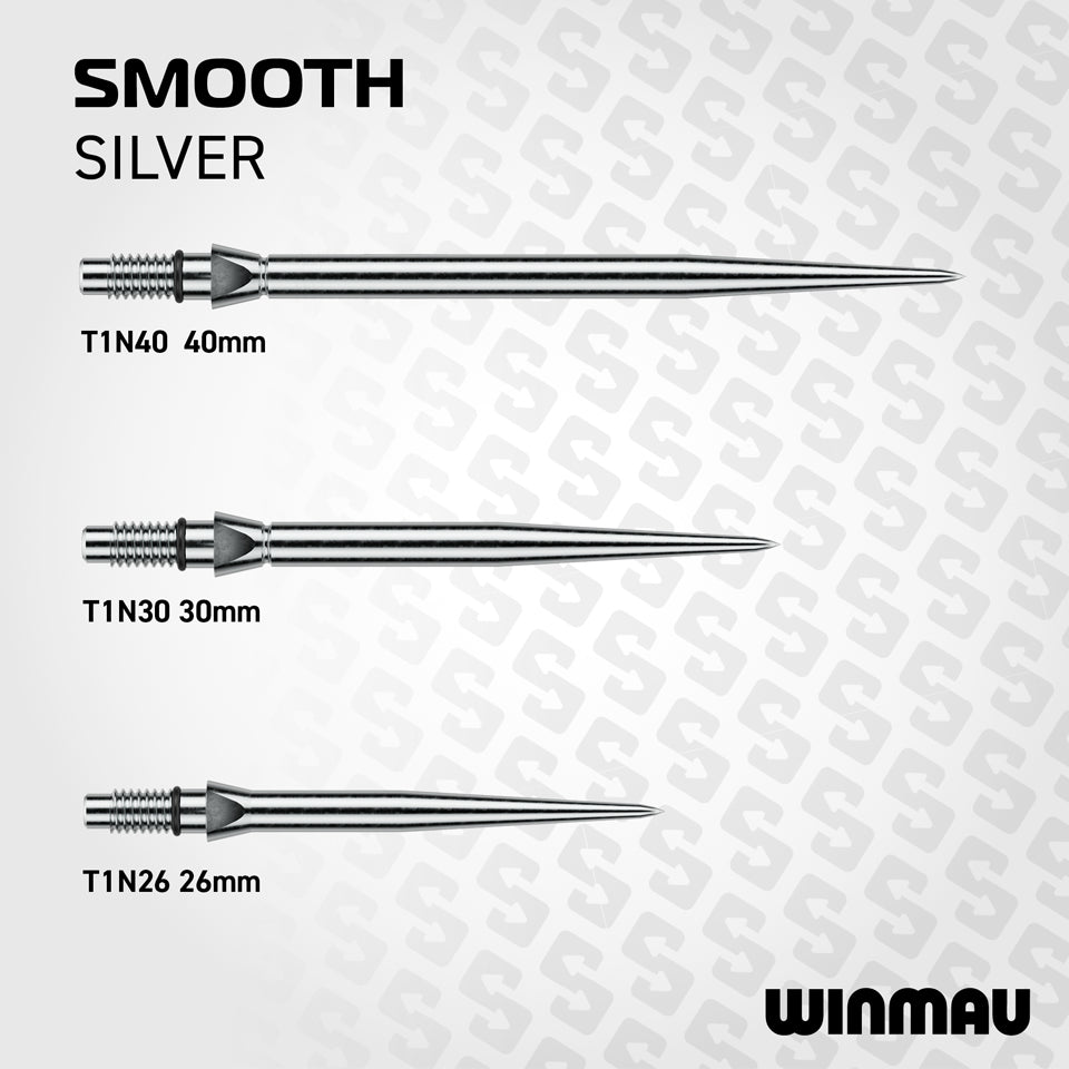 Winmau Smooth Switch Points - Silver Effect 26mm