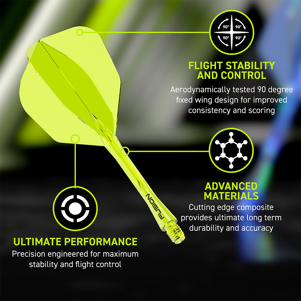 Winmau Fusion Integrated Flight & Shaft System - No6 Short Yellow