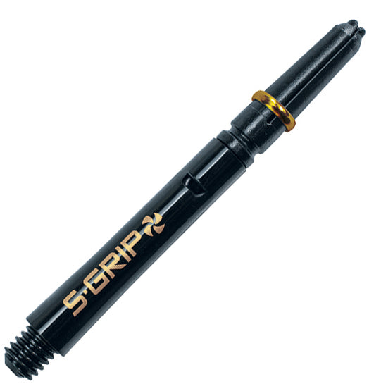 Harrows Supergrip Spin Polycarbonate Dart Shafts With Rings - Medium Black With Gold