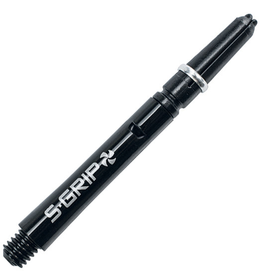 Harrows Supergrip Spin Polycarbonate Dart Shafts With Rings - Medium Black With Silver