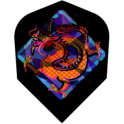 Dart World 2d Glitter Dart Flights - Shape Black Orange Dragon