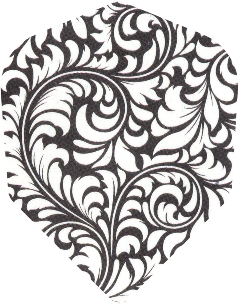 Dart World Black & White Feathers Dart Flights - Shape