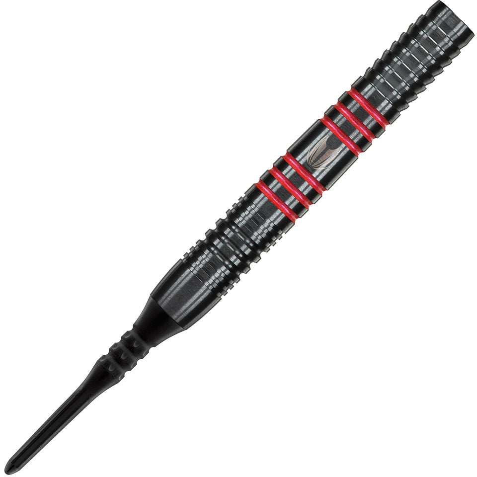 Target Vapor 8 Black Soft Tip Darts - Ringed Grip Red 19gm