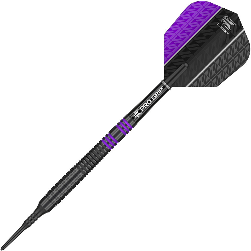 Target Vapor 8 Black Soft Tip Darts - Purple 18gm